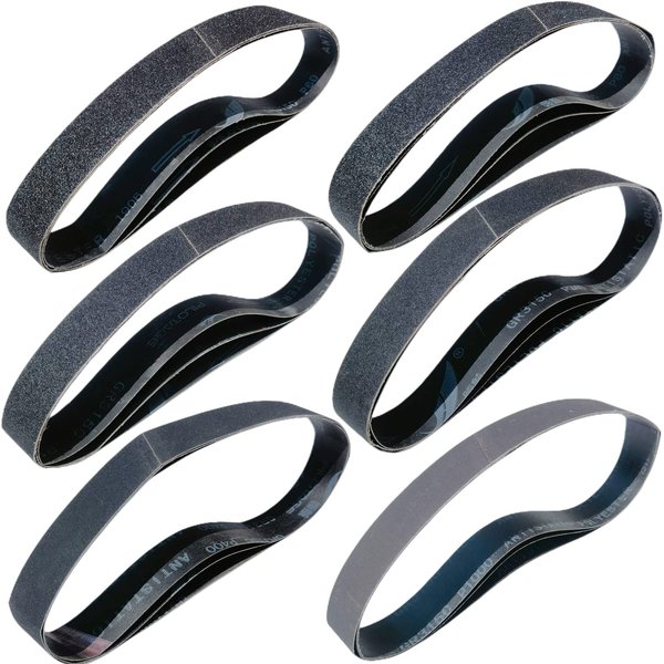 Sackorange 18 Pack 1-1/2" x 30" Silicon Carbide Sander Belts Set - 60 80 120 240 400 1000 Grits Assortment Premium Knife Sharpening Sanding Belts for Woodworking, Metal Polishing (1.5x30 Inch)