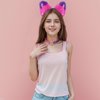Pistha Furry Pink Purple Cat Ear Headband and Love Heart Leather Chocker for Halloween Animal Costumes Accessories