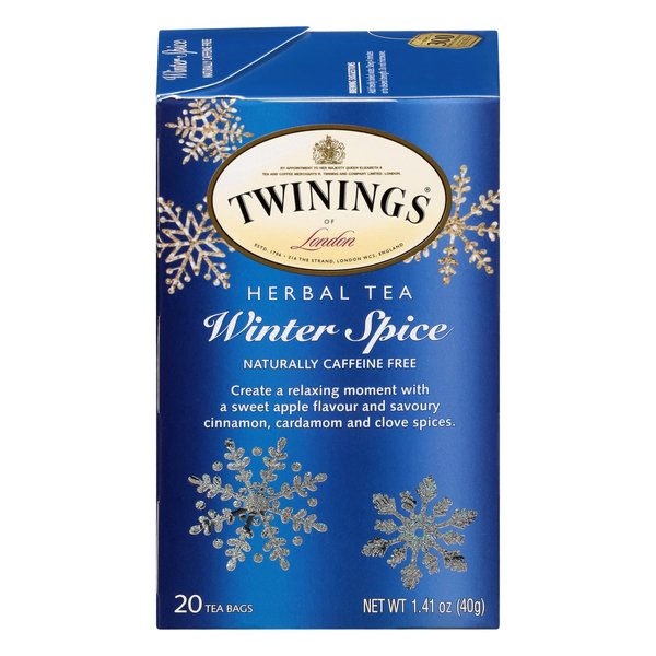 Twinings Winter Spice Herbal Tea Individually Wrapped, 20 Count (Pack of 6), Includes Camomile, Apple, Cinnamon, & Clove, Caffeine-Free, Enjoy Hot or Iced