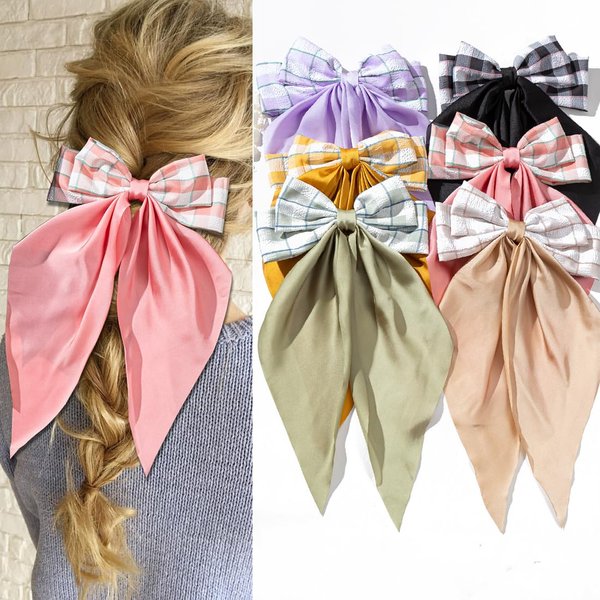 6 PCS Hair Bows for Women Girls,Hair Bows,Bow-knot Hair Clips for Women Thick Hair & Thin Hair,Big Bows Hair Clips,Nonslip Bows Claw Clips for Women, Bow Clips for Women