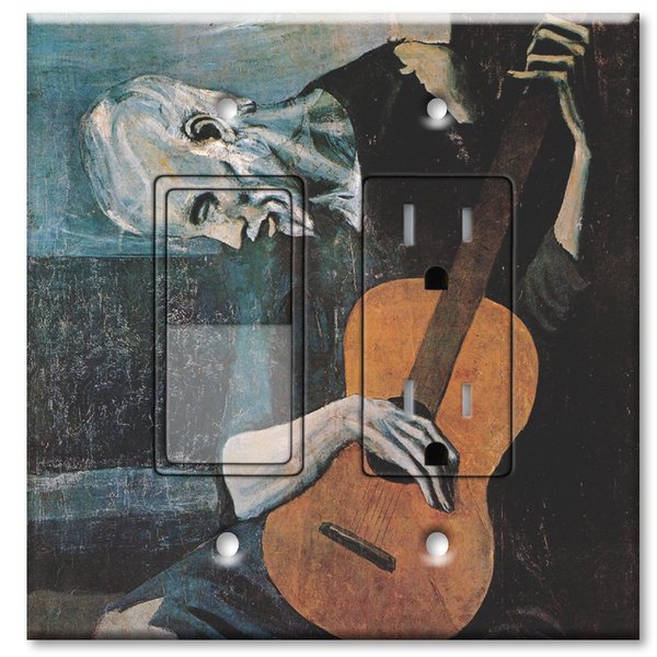Printed Switch-Outlet Combo with matching Wall Plate - Picasso - The Old Guitarist