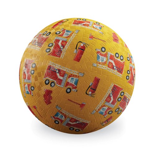 Crocodile Creek Rubber Playground Ball, Ships Inflated, PVC-Free, Durable Design for Outdoor Games and Active Ball Sports, for Kids Ages 3 Years and Up, 7” Size, Fire Trucks