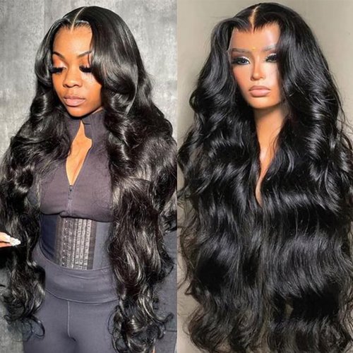 IWISH 220% Density Full 13x6 Body Wave Lace Frontal Wigs Human Hair Virgin Body Wave 24Inch 13x6 HD Transparent Lace Front Wigs 12A Brazilian Human Hair Pre Plucked With Baby Hair