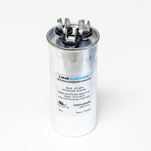 Supco Capacitor Round Dual Run 45 + 6 uf 370/440 Volts for HVAC Motors Compressors LCD45+6X440R Linebacker
