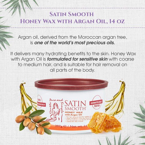 Satin Smooth Honey Hair Removal Wax with Argan Oil 14oz.