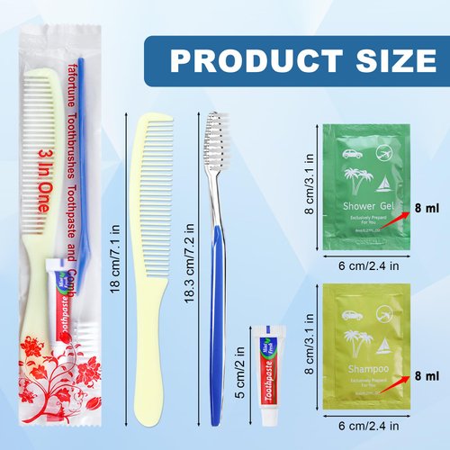 Bulk Hygiene Kits for Homeless,Disposable Toothbrushes with Toothpaste and Comb for Homeless Individually Wrapped，Basic Toiletry Kits Travel Size Shampoo And Body Wash For Hotel,Air Bnb Charity(20)