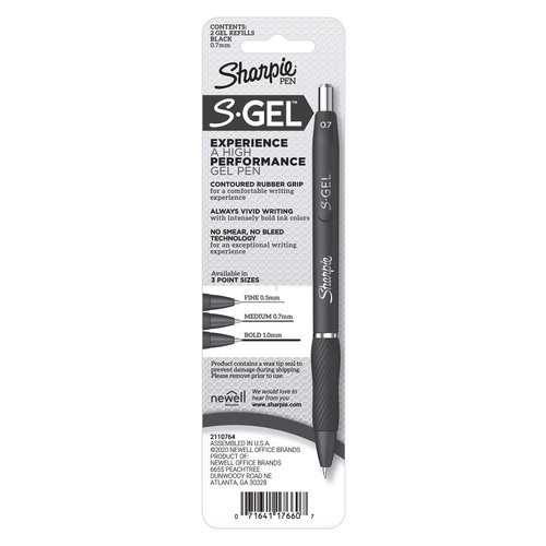 Sharpie S-Gel Refills, Black Ink Gel Pen Refills, Medium Point (0.7mm), 6 Packs of 2ct, 12 Refills Total