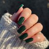 Dark Green Press on Nails Medium Short Square Nails,KXAMELIE Acrylic Nails Glue on Nails Medium Length,False Nails Press ons,Best Fake Nails for Girls Stick on Nails for Women Daily Wear in 24PCS