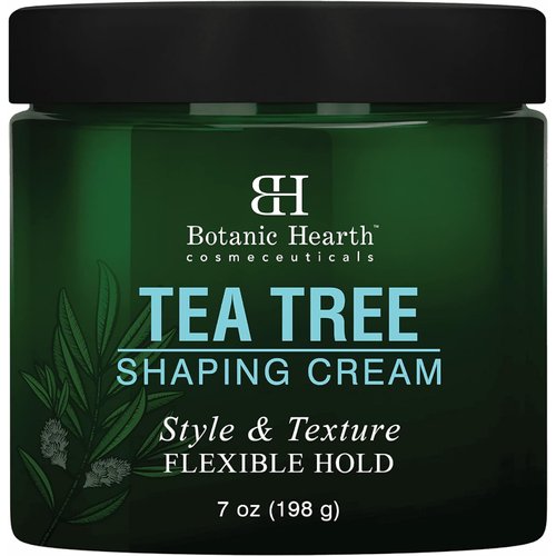 Botanic Hearth Tea Tree Shaping Cream, Hair Styling Cream with Collagen & Biotin - Style & Texture, Strong & Flexible Hold, for All Hair Types - Men and Women - Made in USA - 7 oz