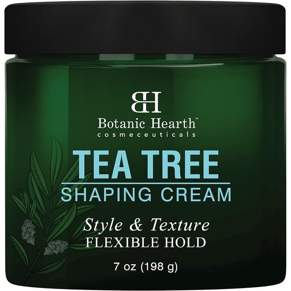 Botanic Hearth Tea Tree Shaping Cream, Hair Styling Cream with Collagen & Biotin - Style & Texture, Strong & Flexible Hold, for All Hair Types - Men and Women - Made in USA - 7 oz