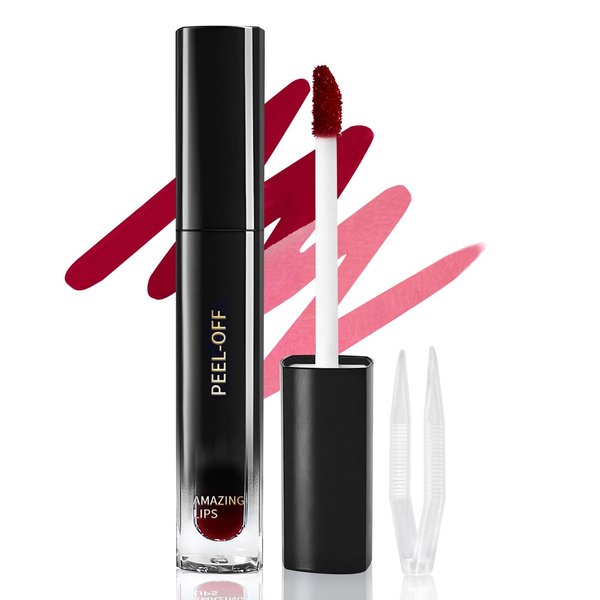 DAGEDA Peel off Lip Stain and Lip Liner, Tattoo Color Lip Tint, Long Wear, Waterproof Lip Tint Stain with Tweezers, Lip Stain Peel off with Matte Finish Lip Makeup(05 Rose)