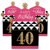 Big Dot of Happiness Chic 40th Birthday - Pink, Black and Gold - Treat Box Party Favors - Birthday Party Goodie Gable Boxes - Set of 12