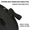 48 Yard x 1/2 Inch Adjustable Cable Straps Roll, Black Reusable Fastening Cable Ties, Free Cut Length Hook and Loop, Wire Management Securing Strap for Cable Tidy Cord Organizer