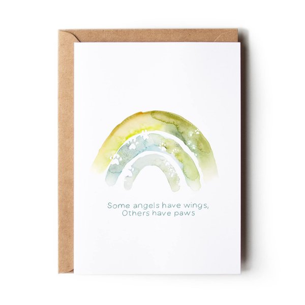 Dog Sympathy Card, Pet Loss Card, Cat Sympathy Card with Rainbow Bridge (x1 Single Premium Quality Card, Blank Inside, 5x7 Inches, Hand-drawn)