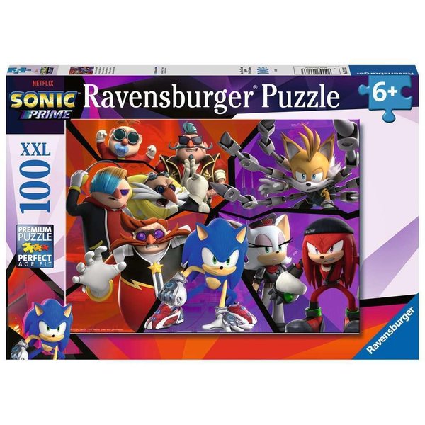 Ravensburger - Children's Jigsaw Puzzle - 100 Pieces XXL Puzzle - Nothing can Stop Sonic/Sonic Prime - Ages 6 Puzzle - Thick and Durable Cardboard - Sonic Prime - 13383