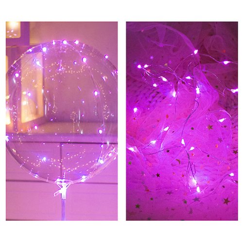 LED Bobo balloons10 PACKS,20 Inches with String Lights Helium Style Glow Bubble Balloons for Christmas Wedding Birthday Valentines Day Halloween Party Decorations (Pink)
