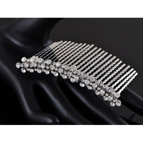 Alilang Contemporary Elegant Silver Tone Clear Crystal Rhinestone Bridal Hair Comb