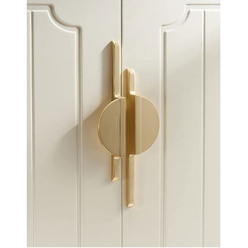 2.5" Unique Semi Circle Drawer Pulls Brushed Black Pair Half Moon Cabinet Pulls Handles Cupboard Knob Hardware (Small(2 Holes-2.5"(64mm)), Brushed Gold)