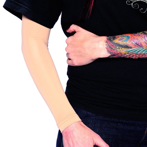 Tat2X Ink Armor Premium Full Arm Tattoo Cover Up Sleeve - No Slip Gripper - U.S. Made - Light - ML (one sleeve)