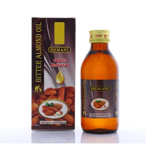 Hemani Bitter Almond Oil - 125ml (4.2 oz) - 100% Pure and Natural - Ideal for Skin & Hair - Vegan - Non-GMO - Perfect for Body & Nails