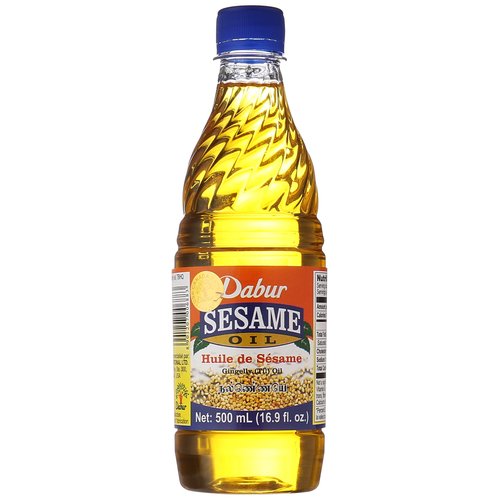 Dabur Sesame Oil for Vegan Cooking, Natural Extract of Sesame Seed, Edible Vegetable Oil for Flavoring Enhancement, Oriental Cooking, Grilling, Baking, Sautéing, Roasting and Healthy Frying, (500 ml)