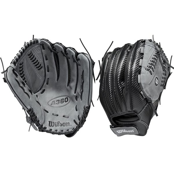 Wilson 2021 A360 SP13 13" Slowpitch Softball Glove - Right Hand Throw, Black/Grey
