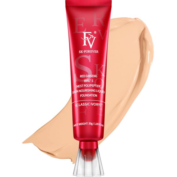 FV Waterproof Liquid Foundation with Matte Finish, Lightweight, Oil-Free, Natural Look Makeup for Combination & Oily Skin, Light to Medium Coverage, Classic Ivory, 1 fl. oz.