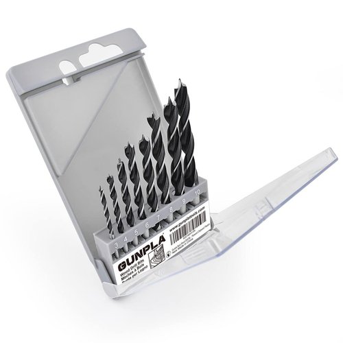 Gunpla 8pcs Wood Drill Bits Set, Carbon Steel Twist Brad Point Drill Bits Woodworking Bore Holes Durable Drilling Tools Kit with Storage Case for Wooden Plywood Chipboard Plastics