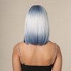 BERON Blue White Ombre Short Wigs Straight Bob Ombre Color Hair Wig for Women Wigs with Bangs Synthetic Daily Use Wigs Wig Cap Include