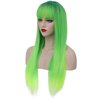 BERON Green Ombre Wigs Straight Long Hair Wigs with Bangs Women Fashion Heat Resistant Synthetic Natural Looking Wig for Cosplay Party or Daily Use