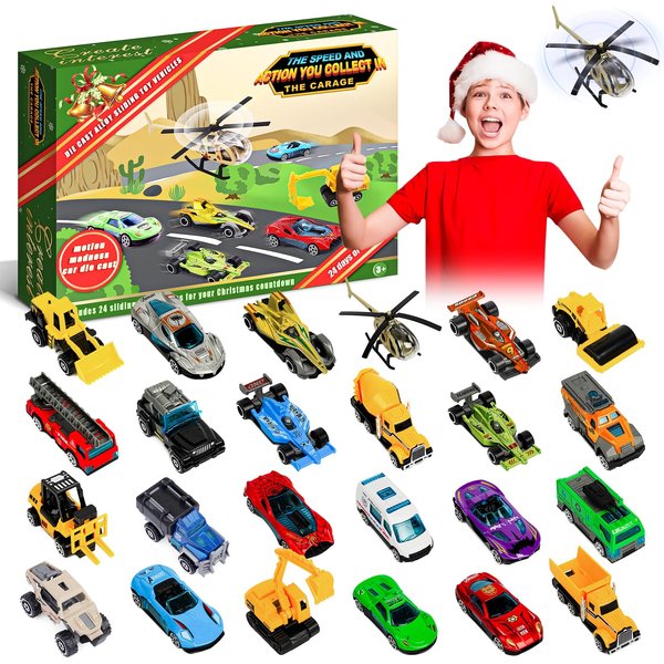 NIGOWAYS Advent Calendar 2024 for Kids,24 PCS Christmas Advent Calendar Car Toy,24 Days Countdown Calendar Toys,Christmas Countdown Calendars for Toddler Kids