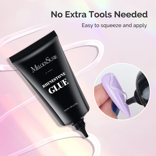 MelodySusie Nail Rhinestone Glue, Gel Nail Glue for Rhinestones for 3D Design Strong Adhesive Nail Gem Glue (30ML Rhinestone Glue)