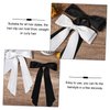 2PCS Silky Satin Hair Bows Ribbon Hair Clips, Fall Alligator Hair Pins, Ponytail Holder Accessories Sides Metal Hair Bow Barrettes Hair Accessories for Women Girls Kids (Black+White)