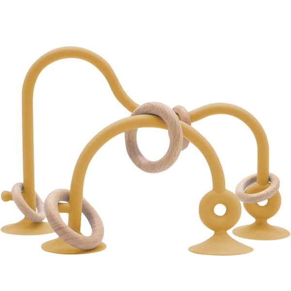 zeeloopbee High Chair Toys with Suction Cups For Infant Toddlers Silicone Suction Cup Montessori Educational Teething Toys for Babies Ages 0-6 M+ Baby Teething Toys for 6 to 12 Months(Brownish Yellow)