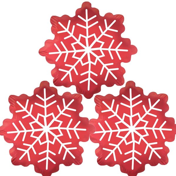 HADCKJA Red Snow Balloons Christmas Balloons Snow Foil Balloons for Christmas-Themed Party Birthday Party Supplies Decorations Party Decorations Balloons Party Sets-3pcs