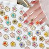 50Pcs Flower Nail Charms 3D Lovely Flower Charms Nail Rhinestones Gold Edge Glaze Design Resin Nail Jewels Colorful Floral Nail Art Charms Supplies Cherry Blossom Petals Nail Gems for Acrylic Nails