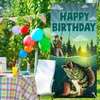 Fisherman Gone Fishing Happy Birthday Banner Backdrop Lake Pole Fishing Fish Fisherman Theme Decor for Men Birthday Party Retirement Party Favors Decorations Supplies 35.4x72.8in-BECKTEN