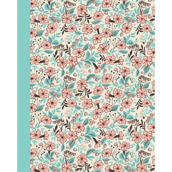 Sketch Journal: Field of Flowers (Blue and Pink) 8x10 - Pages are LINED ON THE BOTTOM THIRD with blank space on top
