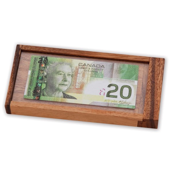 Bits and Pieces – Magic Money Puzzle Box for Adults – Wooden Brain Teaser ATM Puzzle Box - Hidden Compartment Case for Money Gifts – 8” x 3-5/8" x 1"