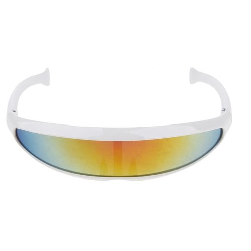 Futuristic Narrow Cyclops Sunglasses Robot Space Costume Color Mirrored Lens(Color white)