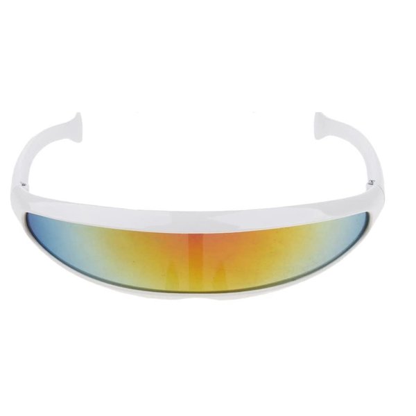 Futuristic Narrow Cyclops Sunglasses Robot Space Costume Color Mirrored Lens(Color white)