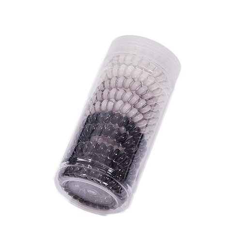 canjoyn 10 Pcs Rubber Spiral Hair Ties Elastic Hair Bands No Crease Coil Hair Tie Ponytail Holders Hair Coils Phone Cord Hair Ties for Women Thick Hair (Gray)