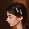 1Pair Rhinestone Wedding Hair Clips for Brides Cubic Zirconia Hair Pins Crystal Hair Pieces Wedding Hair Accessories for Bridesmaids Flower Girls Party Prom Birthday (Silver)