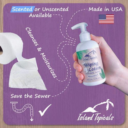 Island Topicals Wiping Lotion | Experience Clean | The Cleaner Way to use Toilet Paper | 8 Fl Oz Bottle (Unscented)