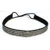 WigsPedia Rhinestone Crystal Stretch Headband 4-Row Head Piece Elastic Hair Band for Women (Metallic Hematite)