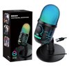 MRSDY Gaming Microphone, USB Computer Microphone for PC, Mac, PS4/5, Condenser Podcast Mic for Studio Recording, YouTube, Streaming, with Headphone Jack, Led Light, Mute, Gain, Noise Cancellation