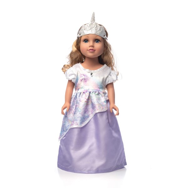 Little Adventures Unicorn Princess Doll Dress Set with Soft Crown - Doll Not Included - Machine Washable Child Pretend Play and Party Doll Clothes with No Glitter
