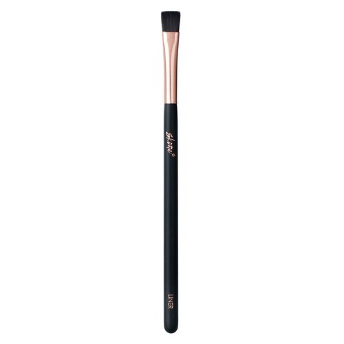 Skone Cosmetics Liner Makeup Brush - Luxe Premium Rose Gold and Synthetic Black Liner Brush Used To Define Eyebrows - Professional Grade Nylon Flat Edge Liner Make Up Brush - Liner Brush for Eyes -