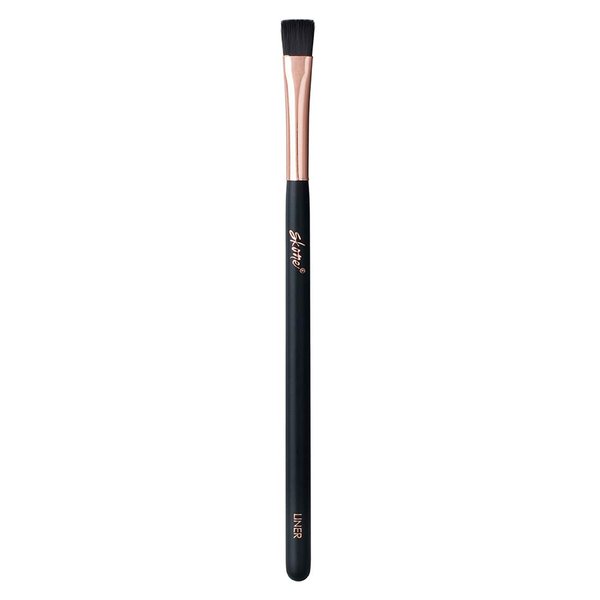 Skone Cosmetics Liner Makeup Brush - Luxe Premium Rose Gold and Synthetic Black Liner Brush Used To Define Eyebrows - Professional Grade Nylon Flat Edge Liner Make Up Brush - Liner Brush for Eyes -