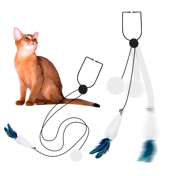 PetHomli Interactive Cat Feather Toys,Hanging Cat Teaser Toy,Retractable Hanging Interactive cat Toys for Indoor Cats Kitten Play Exercise, Cat Fun Mental Exercise Puzzle Kitten Toys(1pc,U-Claw)